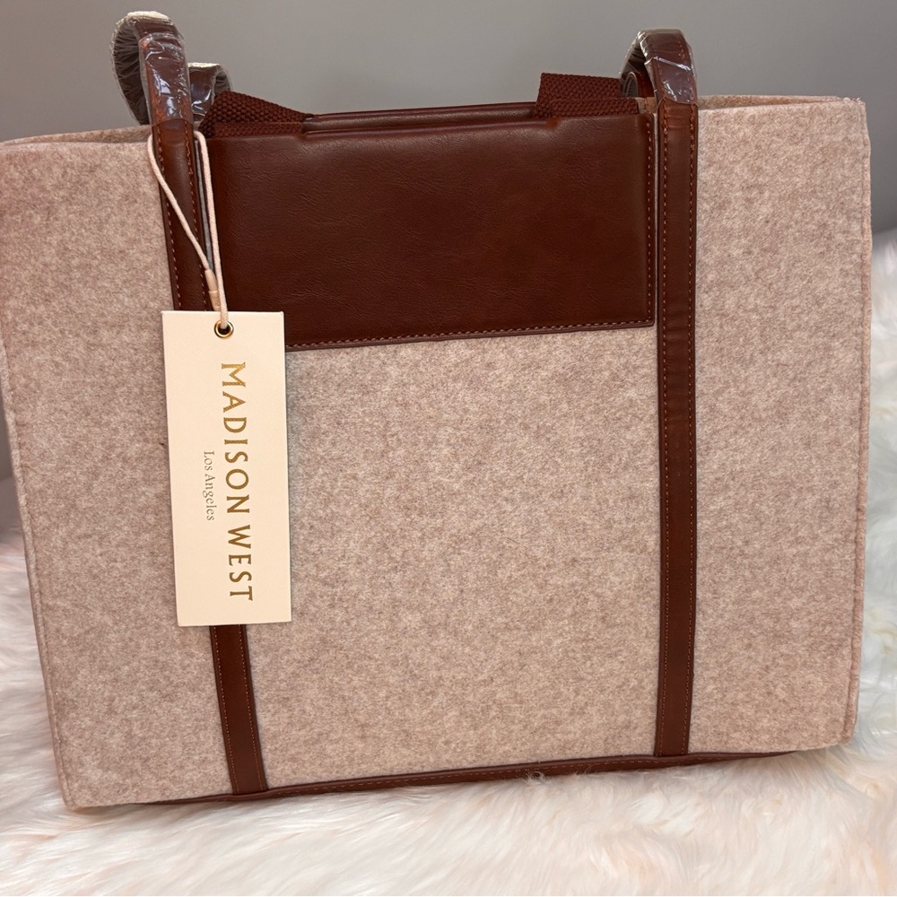 Madison West Tan and Brown Tote Bag